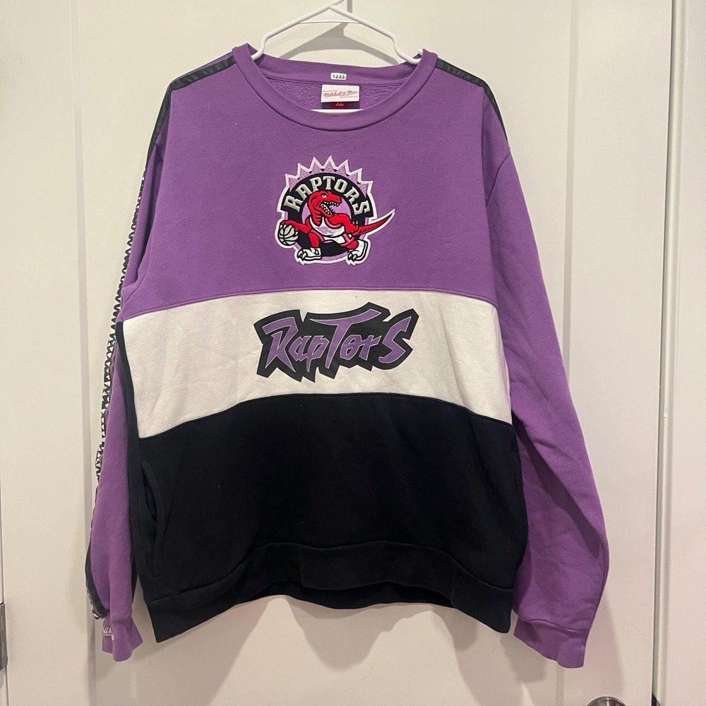 Mitchell & Ness Toronto Raptors Sweatshirt Mens XL Purple Colorblock Crewneck